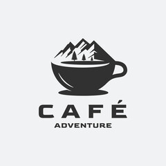 Mountain Coffee Roaster Adventure Vintage Landscape Logo Designs