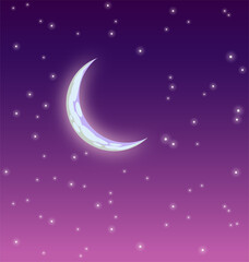 Fototapeta na wymiar clear starry purple moonlit night