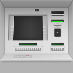 Realistic ATM interface vector illustration bank payment machine online automated deposit service