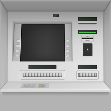 Realistic ATM Interface Vector Illustration Bank Payment Machine Online Automated Deposit Service