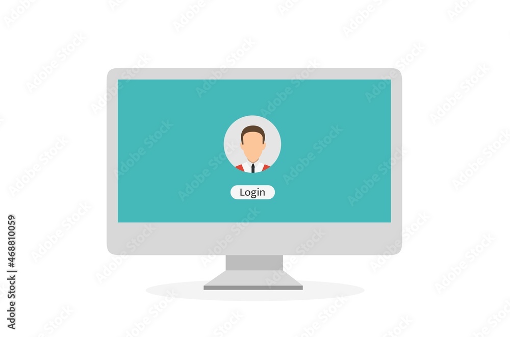 Poster log in account on the laptop. hands on the laptop. laptop with password notification.