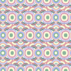 Watercolor circles abstract geometric seamless pattern
