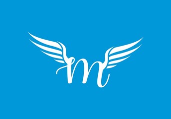 Unique shape of AM initial letter with wings