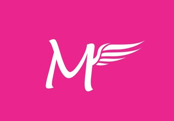 Unique shape of AM initial letter with wings