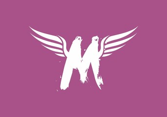 Unique shape of AM initial letter with wings