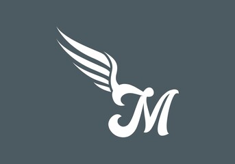 Fototapeta premium Unique shape of AM initial letter with wings