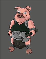 Pig warrior character design