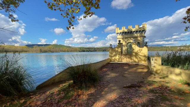Lake Banyoles Gerona province European tourism Girona a few kilometers from Barcelona in Spain historic fishermen's huts