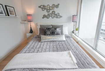 Beautiful and modern home and hotel bedroom interior design.