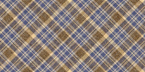 warm colors checkered blue and white diagonal stripes on beige fabric texture of traditional gingham seamless ornament for ragged old grungy plaid tablecloths tartan clothes dresses tweed bedding