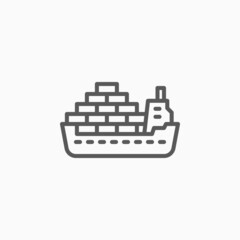 cargo ship icon, vehicle vector, transport illustration