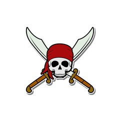 Pirates Skull with Crossing Swords Vintage Boat Ship Sailor logo Design Inspiration