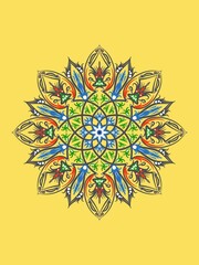 Mandala decoration ornament, isolated design element background. Tribal ethnic fashion motif for paper, textile, cloth fabric print. Digital art illustration