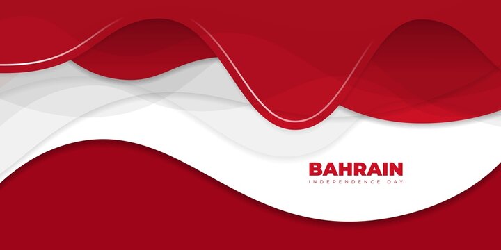 Wavy Red and white abstract background design. Bahrain Independence Day background template design. - Powered by Adobe