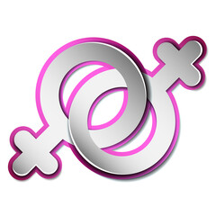Paper female linked gender icons like symbol of homosexual women couple.