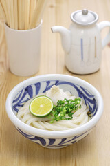 Hiyaoroshi Udon, chilled udon noodles with grated daikon radish and dashi soup. Japanese food