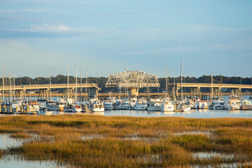 View of the Woods Bridge turning in Beaufort, South Carolina