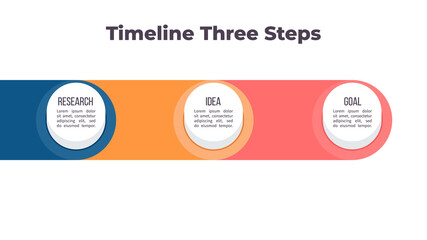 Business process. Timeline infographics with 3 steps, options, sections. Vector template.