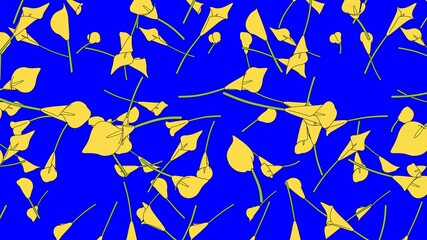 Yellow calla lily flowers on blue chroma key background.
Toon style 3D illustration for background.
