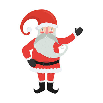 Funny cartoon character Santa Claus. New Year's illustration. Vector image
