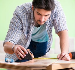 Woodworker working in his workshop