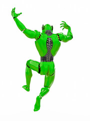 cyber tigerin is jumping rear view