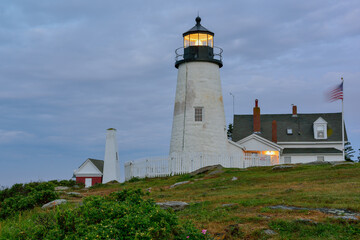 Fototapeta na wymiar The famous Pemaquid Lighthouse on the Maine Coast in pre-dawn light.