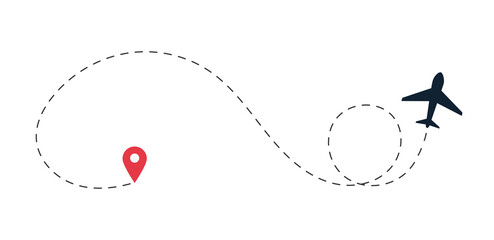 Airplane route. Plane route concept. Travel concept