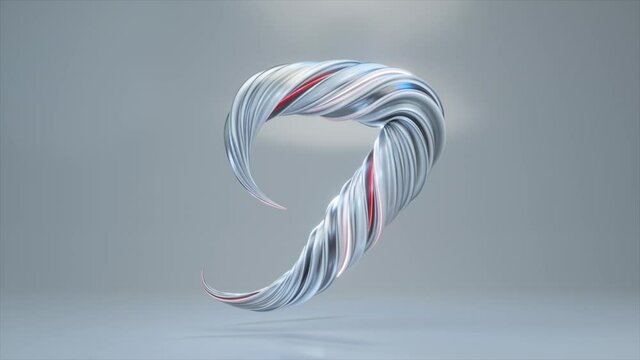 Collection Living Alphabet. Unique twisted letters. White gray pink color. Letter J. 3d animation of seamless loop