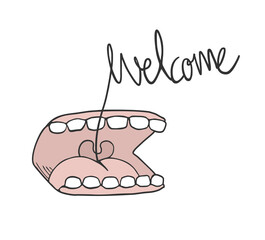 Funny mouth and welcome message