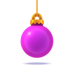 3D Christmas Illustration - Image of a pink ball to hold on Christmas tree for end of year holidays - Celebration of December 25th