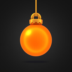 3D Christmas Illustration - Image of a golden ball to hold on Christmas tree for end of year holidays - Celebration of December 25th