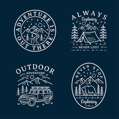 Vector line art outdoor badges. Perfect for apparel prints, posters and other uses.  © cddesign.co