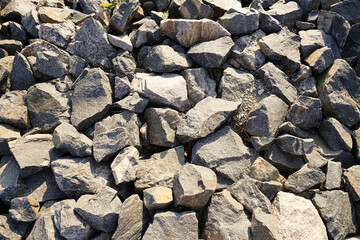 Many gray stones