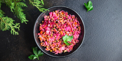 beetroot salad beet vegetable vinaigrette meal snack copy space food background rustic