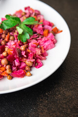 beetroot salad beet vegetable vinaigrette meal snack copy space food background rustic