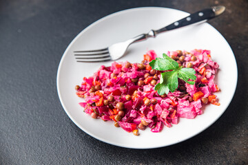 beetroot salad beet vegetable vinaigrette meal snack copy space food background rustic