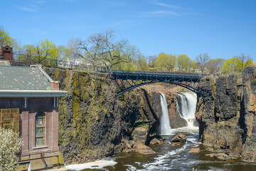 Old brick power generating station at the Passaic river and Paterson Great Falls