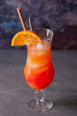 orange cocktail with ice