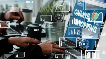 Online shopping and Internet Money Payment Transaction Technology conceptual . Modern graphic...