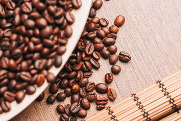 a cup of coffee breakfast fresh scent view from above