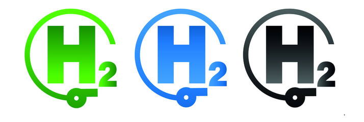 H2 hydrogen fuel cell icon. hydrogen energy production. Vector