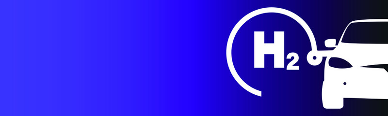 Panorama Refueling the car with hydrogen energy H2. Vector