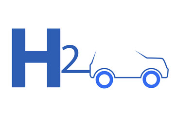 Vector illustration, H2 hydrogen energy icon with machine