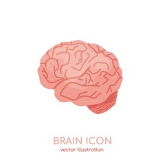 Brain icon. Cerebral, nervous system organ, mind sign. Vector illustration for medical apps. Mental health concept
