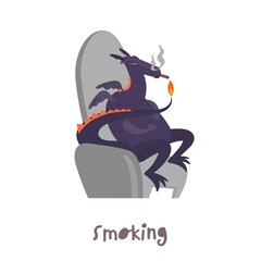 Smoking. Cartoon character in a trendy style. Healthcare, anatomy, medicine image.
