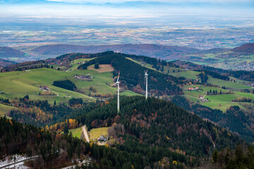 Two wind turbines in the Black Forest - Germany