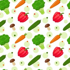 Seamless pattern with a set of vegetables on a white background. For printing on wrapping paper and fabric.