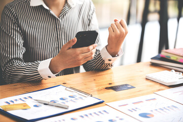 business woman work in the business office on the desk