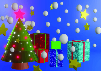 christmas tree and gifts